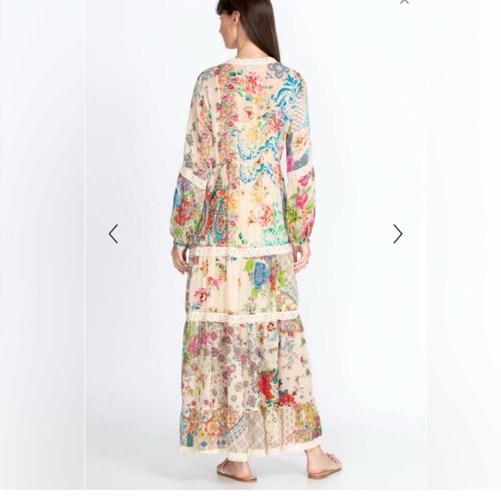 Johnny Was Milana Silk Blend Floral Patchwork Maxi Dress Size Large - Picture 2 of 11